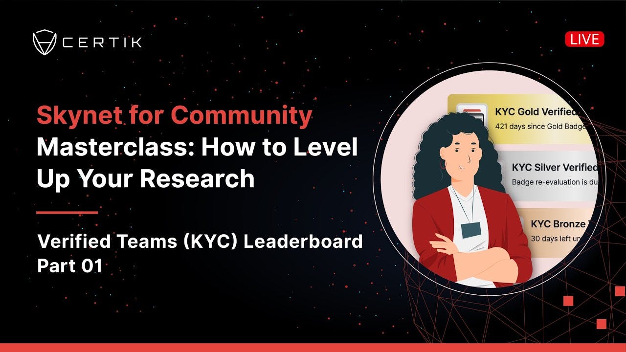 Verified Teams KYC Leaderboard Part 01 | Skynet for Community Masterclass | CertiK